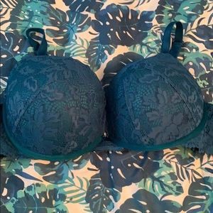Turquoise Push Up Plunge Bra